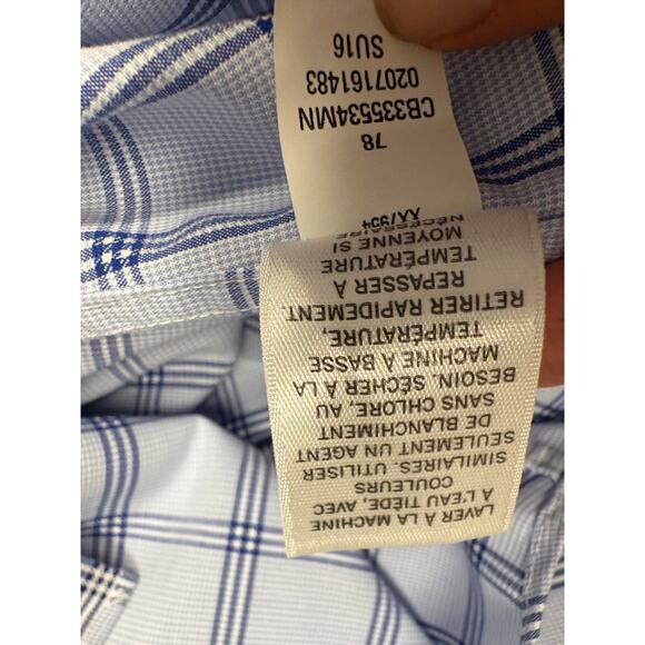 Calibrate Men’s Blue Plaid Dress Shirt – Trim Fit / Non-Iron Stretch - Picture 11 of 16
